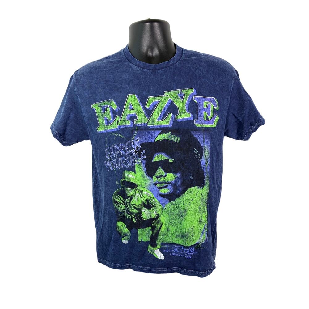 Eazy-E Express Yourself Graphic T-Shirt Medium Blue Acid Wash